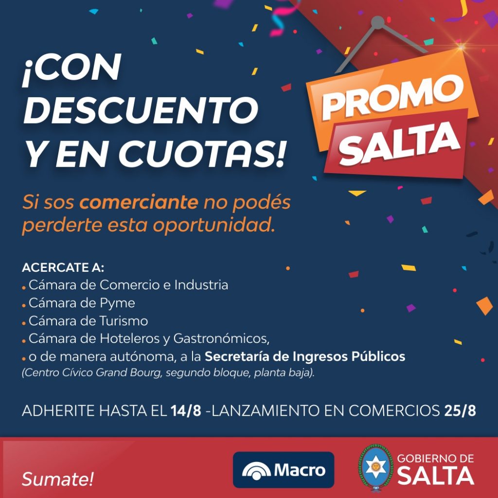 Mañana lanzará oficialmente Promo Salta que regirá en los comercios del  1º de setiembre al 31 de octubre